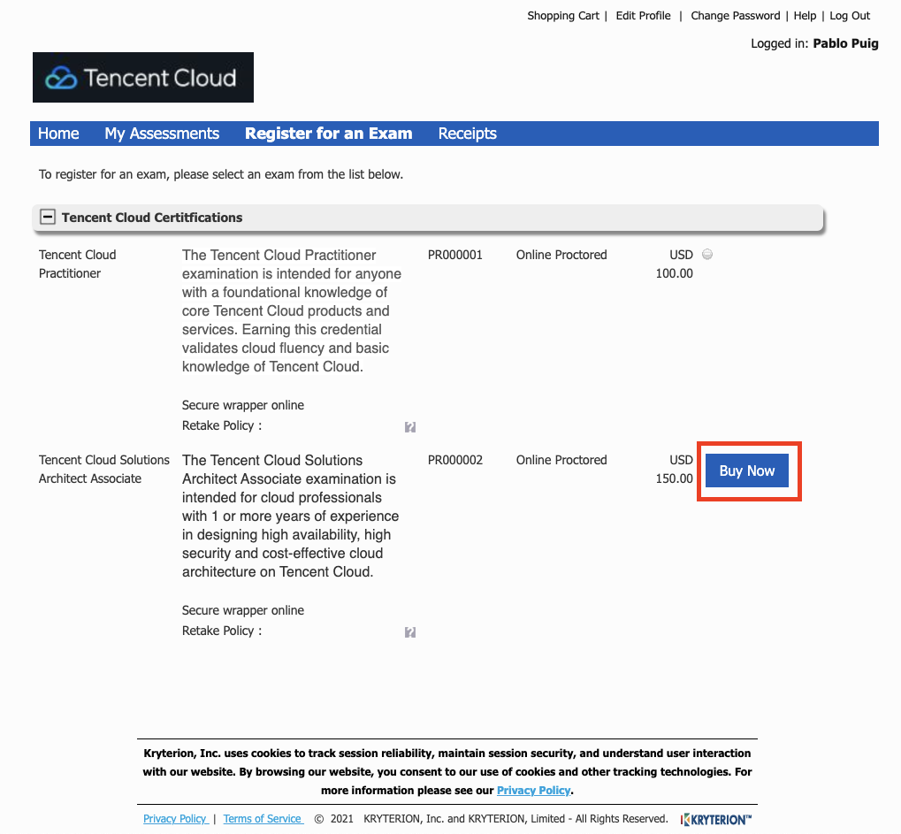How to book a Tencent Cloud Certification Exam_8OK